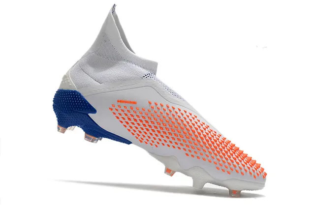 Adidas X Speedflow chaussures de football blancs bleus orange pour terrain ferme 3