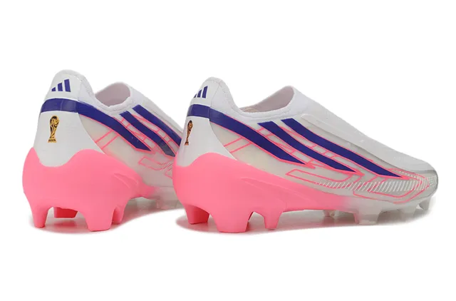 Adidas X Blanc Rose Sans Lacets Tige Ajustement Chaussette Superposition Rayures Asymétriques Chaussures de Football Terrain Ferme 4