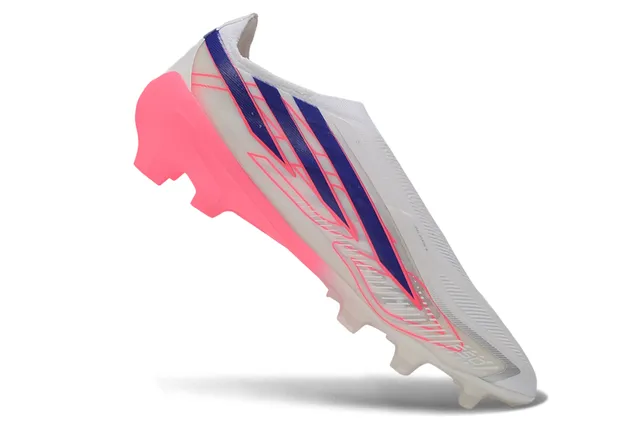 Adidas X Blanc Rose Sans Lacets Tige Ajustement Chaussette Superposition Rayures Asymétriques Chaussures de Football Terrain Ferme 5