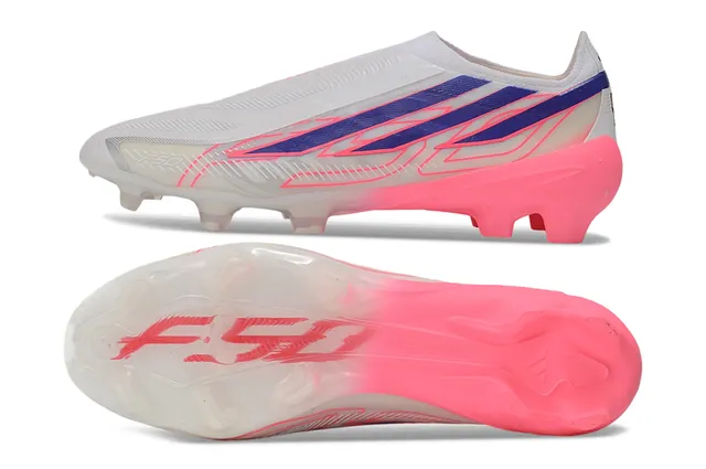 Adidas X Blanc Rose Sans Lacets Tige Ajustement Chaussette Superposition Rayures Asymétriques Chaussures de Football Terrain Ferme 6