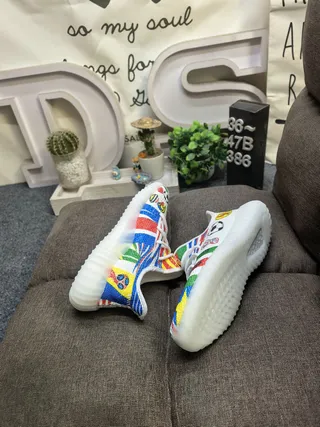 Adidas Yeezy Boost 350 Multicolor Graphic Print Lifestyle Sneakers 6
