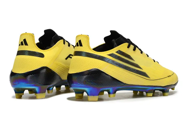 Adidas Yellow Black Low-Cut Bootie Upper Iridescent Rainbow Sole Plate Firm-Ground Soccer Shoes 5