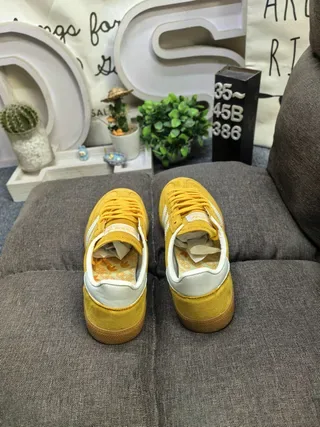 Adidas Yellow White Suede Upper Three Stripes Lifestyle Sneakers 8
