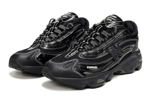 Aimé Leon Dore Black Glossy Layered Chunky Sneakers 2