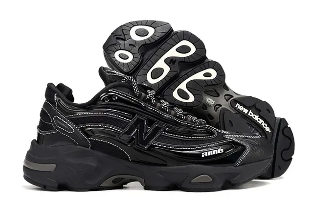 Aimé Leon Dore Black Glossy Layered Chunky Sneakers 4