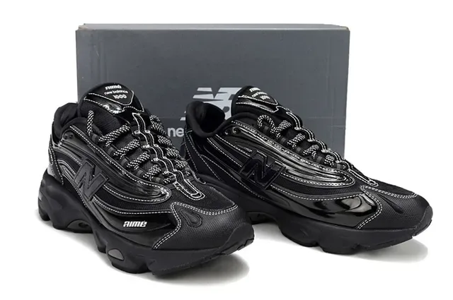 Aimé Leon Dore Black Glossy Layered Chunky Sneakers 5