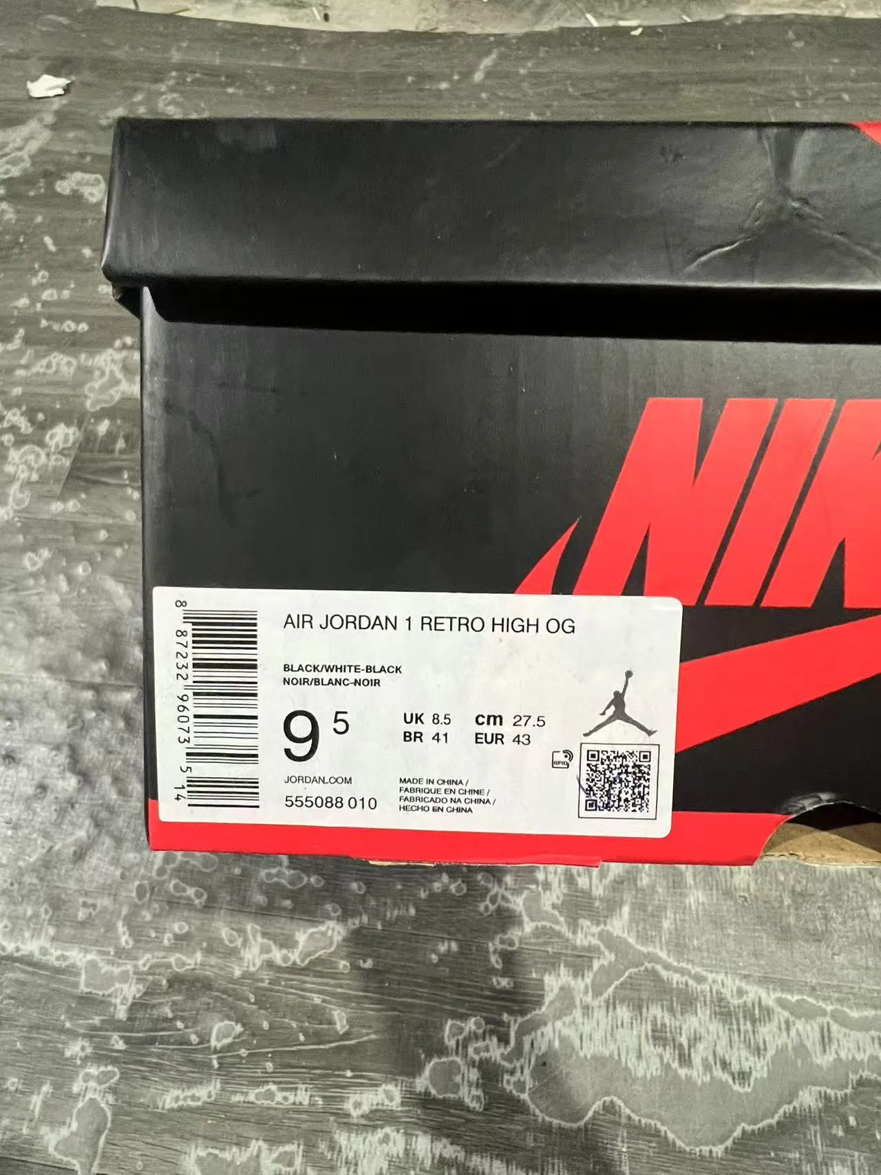 Air Jordan 1 Black and White Leather High-Top Basketball Shoes 10