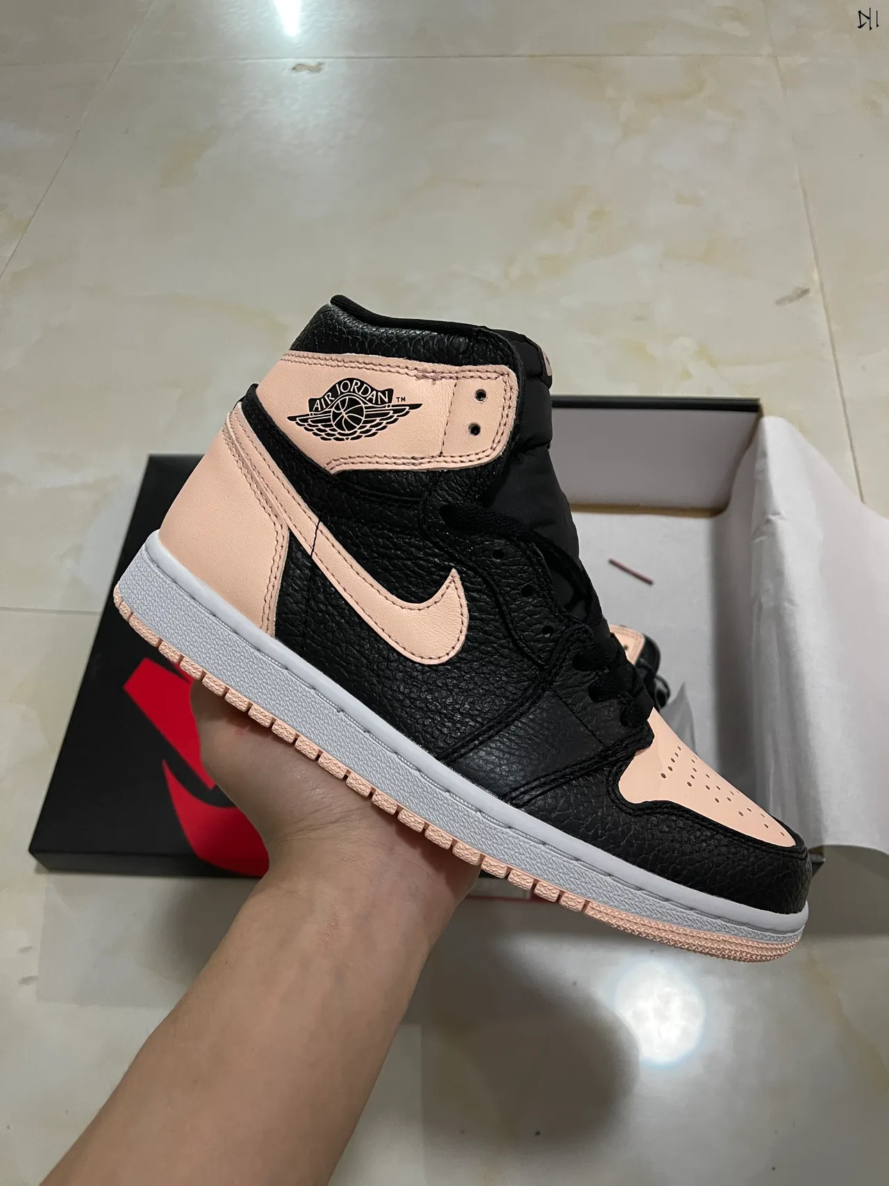 Air Jordan 1 Black Pale Pink Basketball Shoes 3