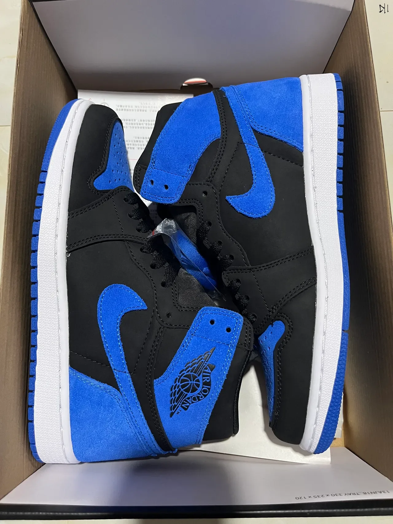 Air Jordan 1 কালো রয়েল নীল স্যুড হাই-টপ বাস্কেটবল জুতো 3