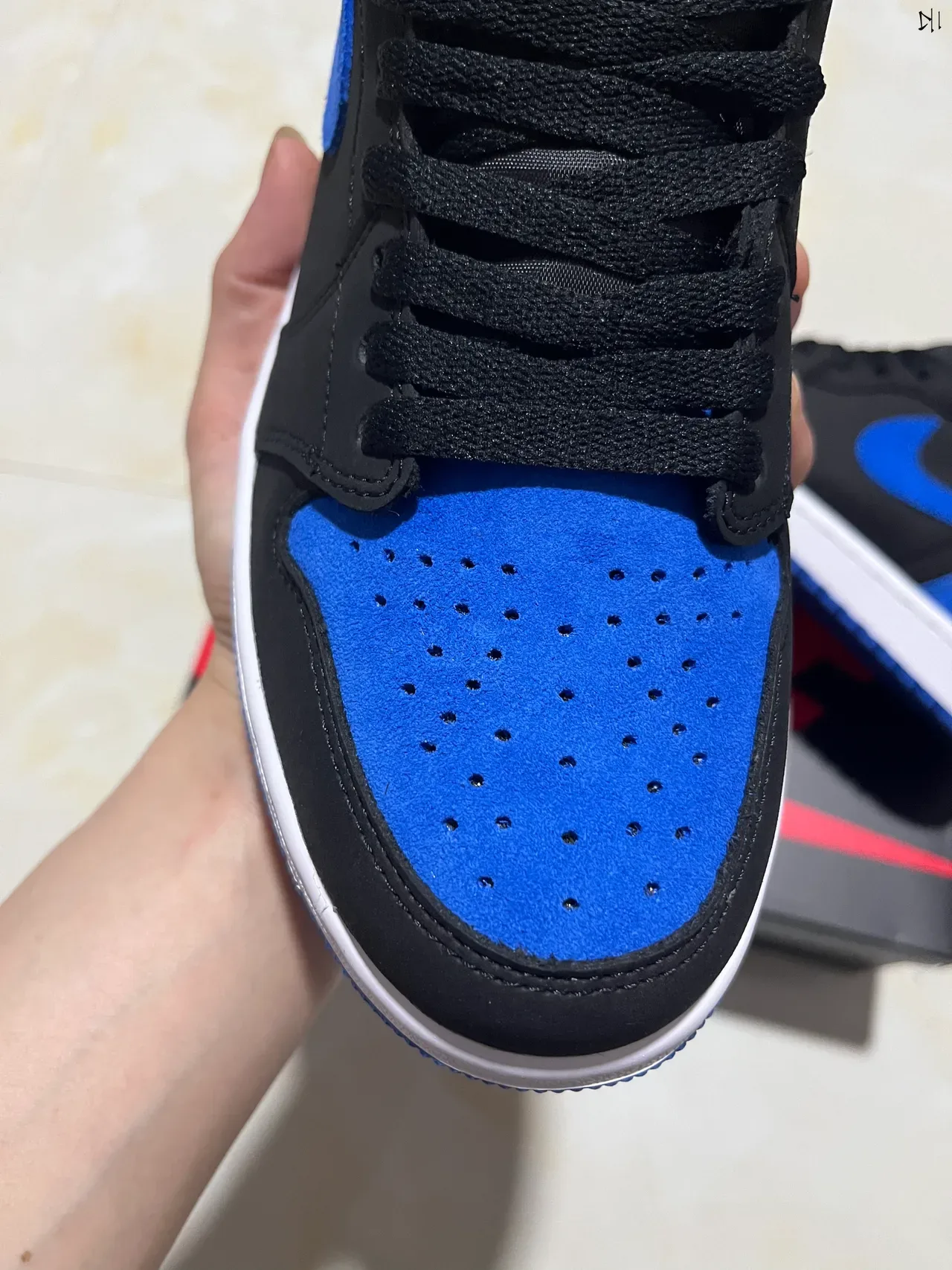 Air Jordan 1 কালো রয়েল নীল স্যুড হাই-টপ বাস্কেটবল জুতো 4