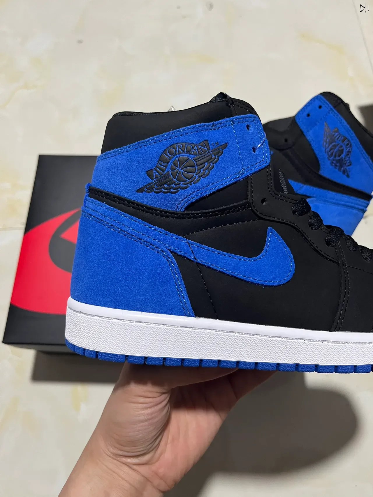Air Jordan 1 কালো রয়েল নীল স্যুড হাই-টপ বাস্কেটবল জুতো 5