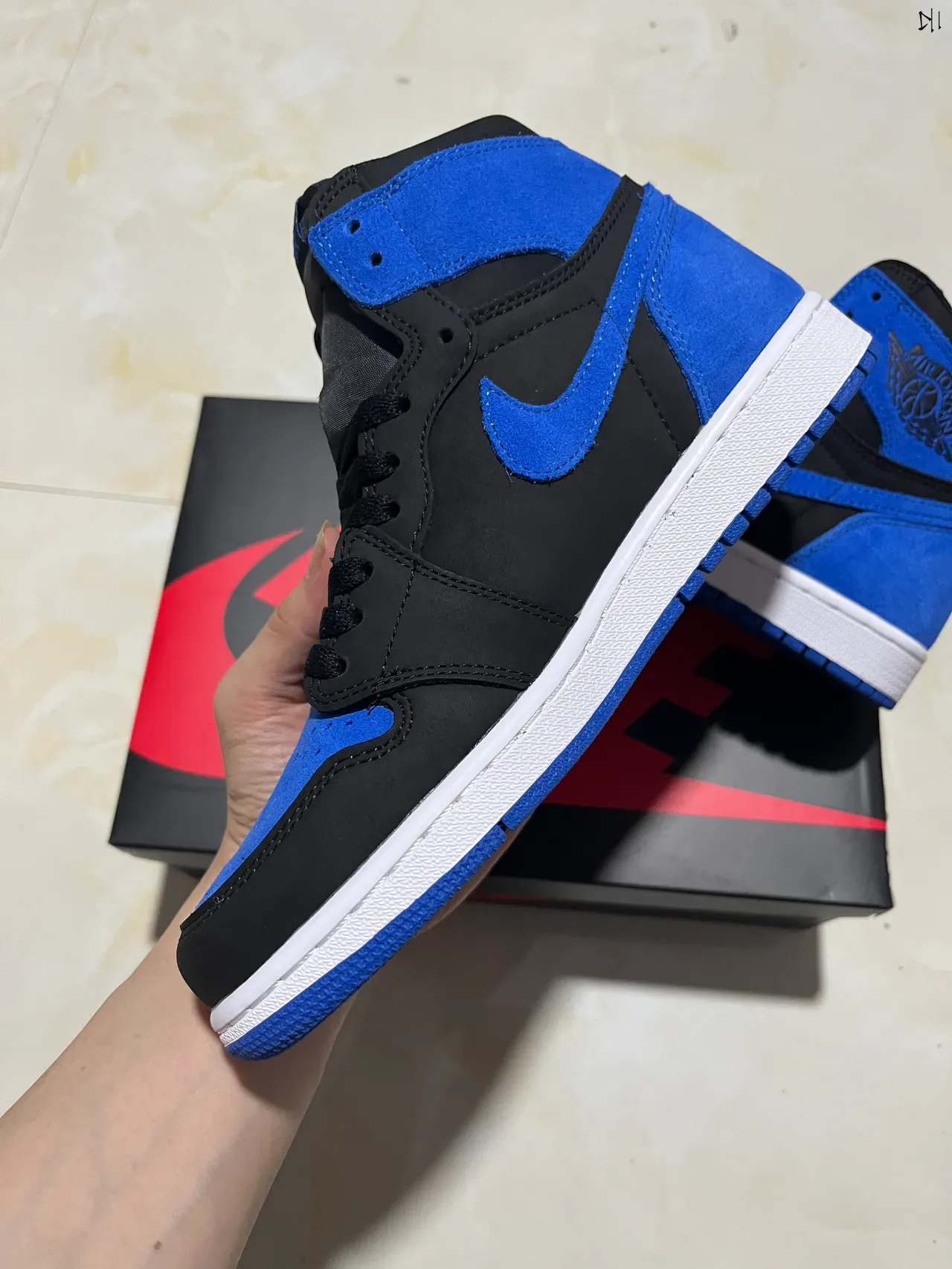 Air Jordan 1 কালো রয়েল নীল স্যুড হাই-টপ বাস্কেটবল জুতো 7