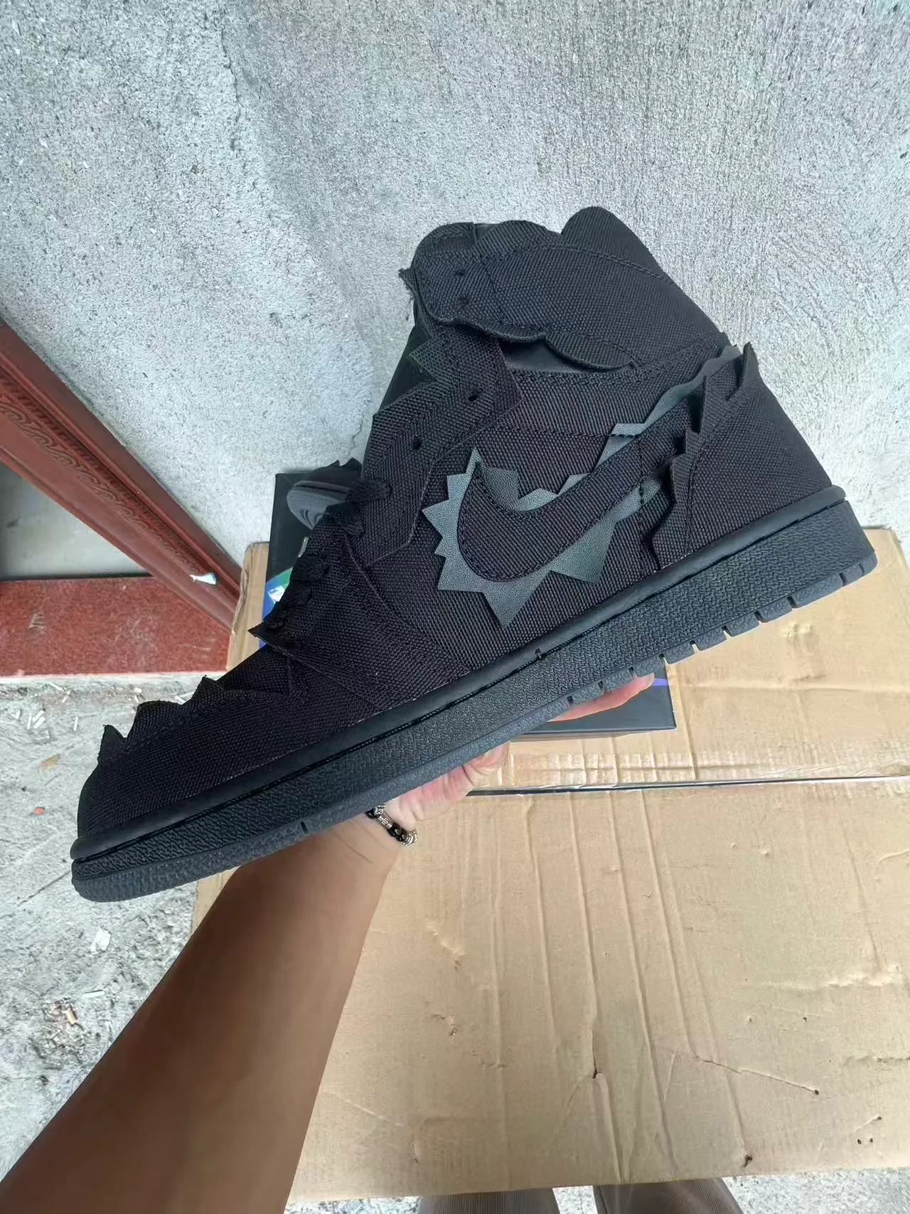Air Jordan 1 Deconstructed Black Yellow Jumpman Basketball Shoes 5