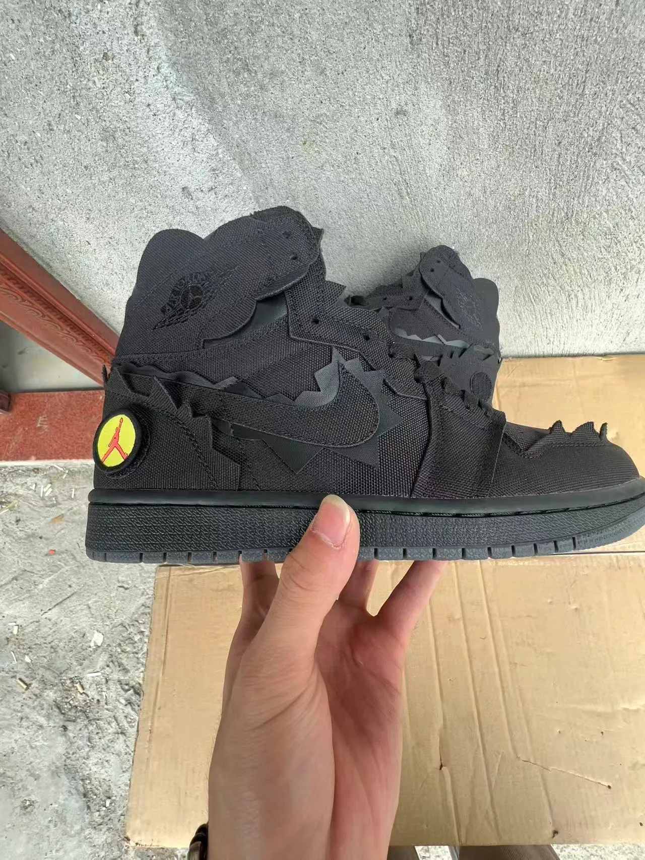 Air Jordan 1 Deconstructed Black Yellow Jumpman Basketball Shoes 7