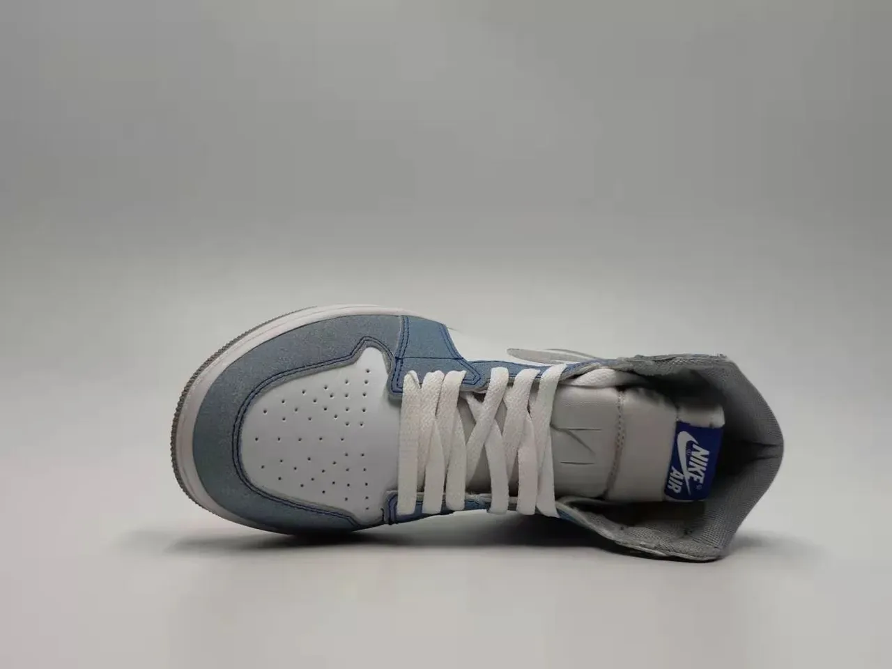 Air Jordan 1 Chaussures de Basketball Texturées en Denim Bleu Blanc Gris 5