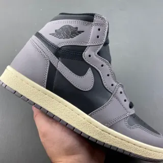 Air Jordan 1 Cinza Preto High Top Couro Tênis de Basquete