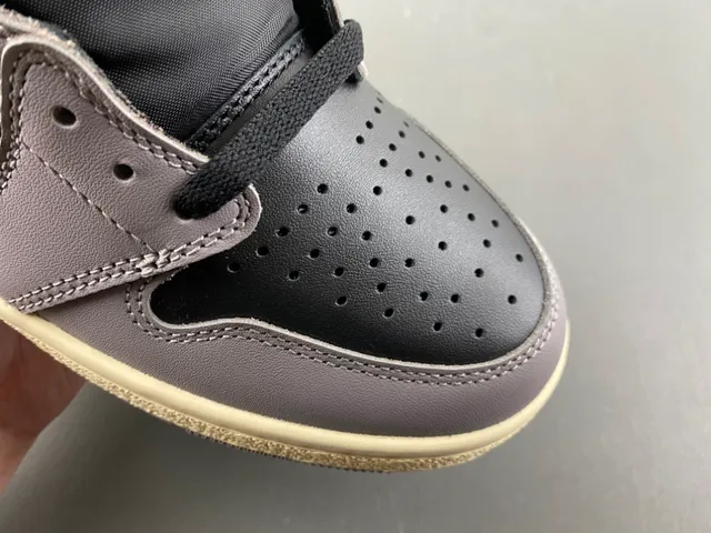 Air Jordan 1 Gris Negro High Top Cuero Zapatos de Baloncesto 2