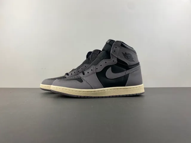 Air Jordan 1 Gris Negro High Top Cuero Zapatos de Baloncesto 10