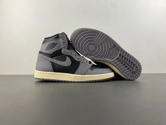 Air Jordan 1 Gris Negro High Top Cuero Zapatos de Baloncesto 12