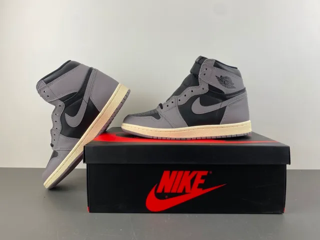 Air Jordan 1 Gris Negro High Top Cuero Zapatos de Baloncesto 14