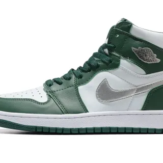 Air Jordan 1 High Verde Bosque Blanco Plata Metálica Zapatillas de Baloncesto