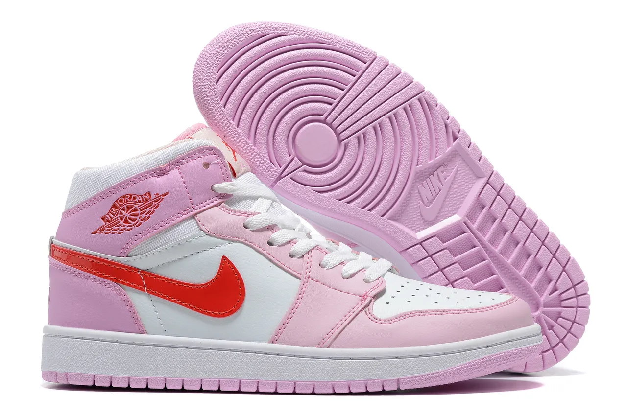 Air Jordan 1 High Pink White Red Basketball Shoes 3