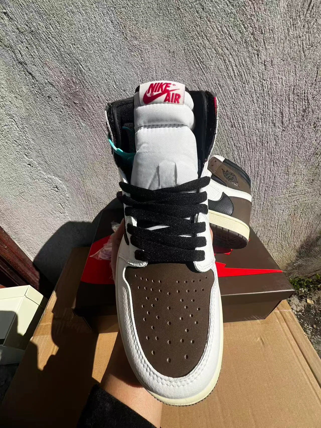 Air Jordan 1 High White Black Brown Basketball Shoes 3
