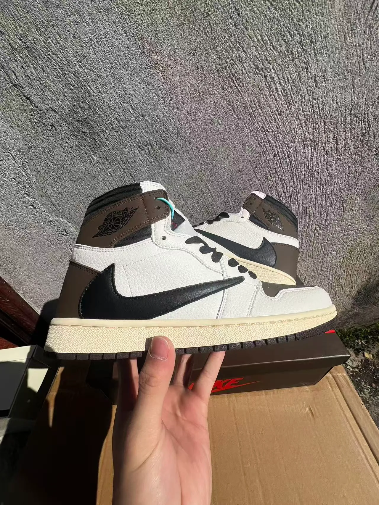 Air Jordan 1 High White Black Brown Basketball Shoes 7