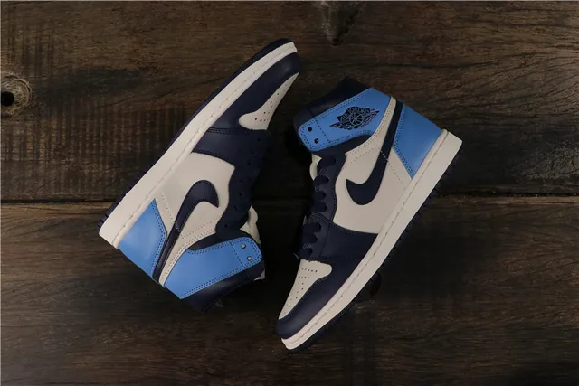 Air Jordan 1 Navy Blue High-Top Leather-Paneled Basketball Shoes 3