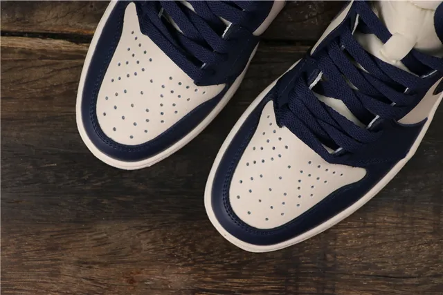 Air Jordan 1 Navy Blue High-Top Leather-Paneled Basketball Shoes 5