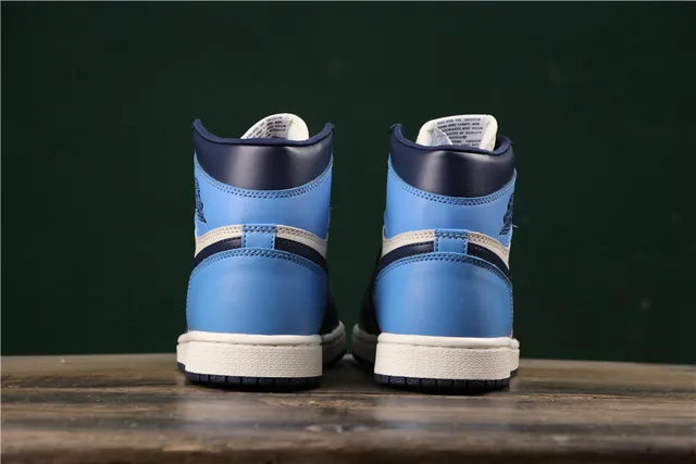 Air Jordan 1 Navy Blue High-Top Leather-Paneled Basketball Shoes 7
