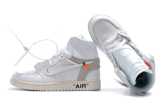 Air Jordan 1 Off-White Collaboration White Blue Beige Basketball Shoes 5