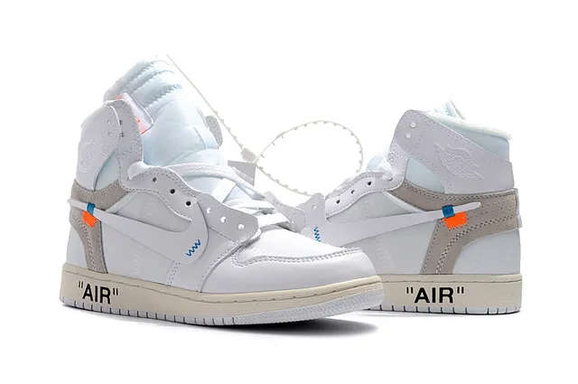Air Jordan 1 Off-White Collaboration White Blue Beige Basketball Shoes 6
