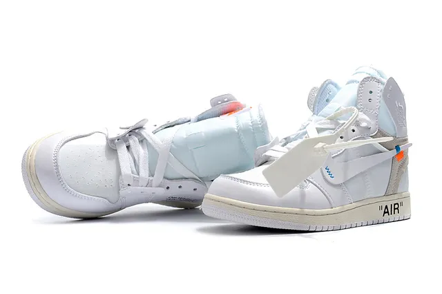 Air Jordan 1 Off-White Collaboration White Blue Beige Basketball Shoes 9