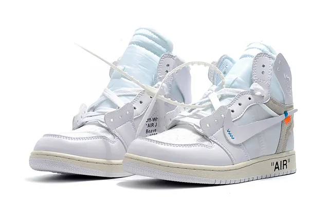 Air Jordan 1 Off-White Collaboration White Blue Beige Basketball Shoes 10