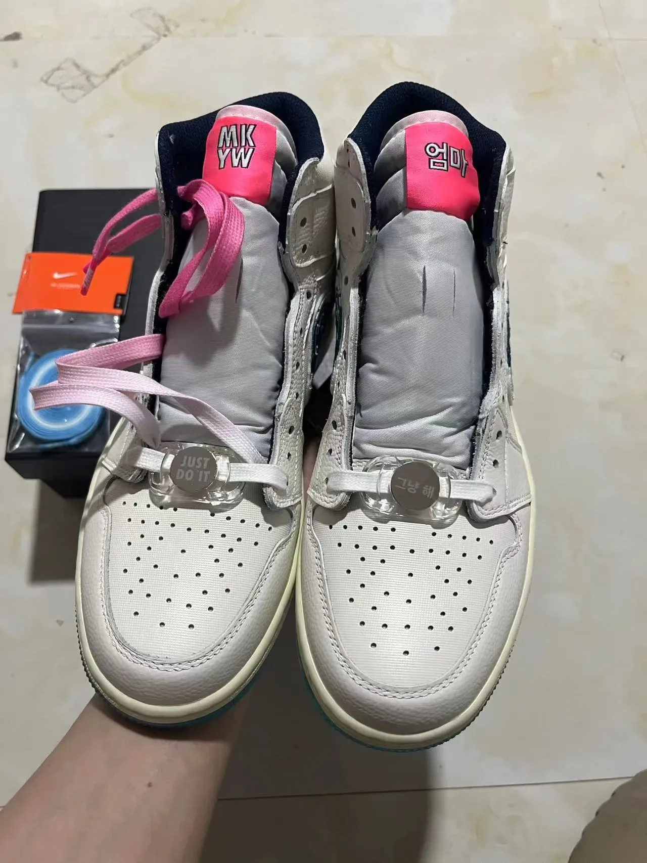 Air Jordan 1 Off-White تطريز نمط الموج أحذية كرة السلة 5