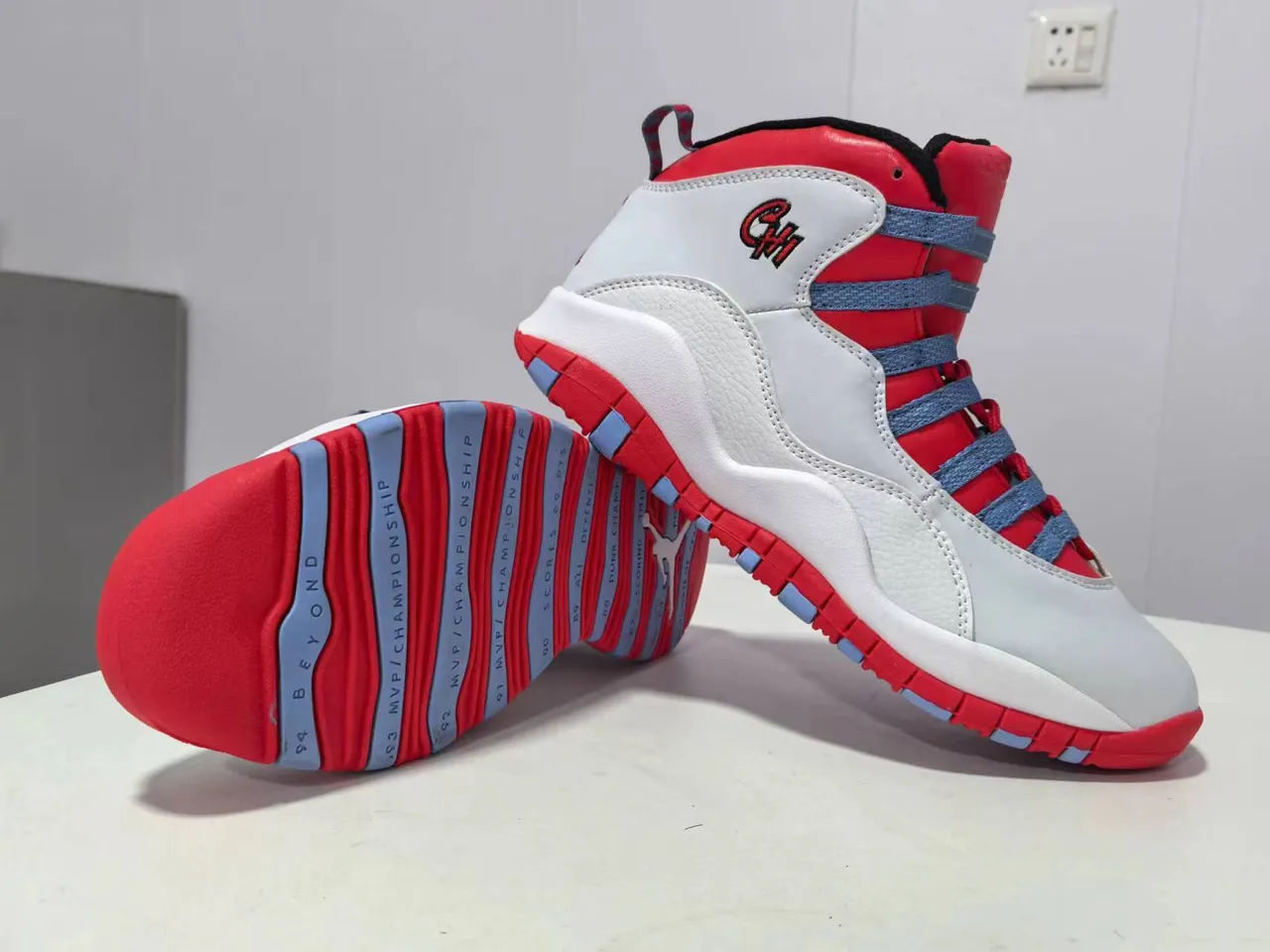 Air Jordan 10 Chicago White Red University Blue Basketball Shoes 3