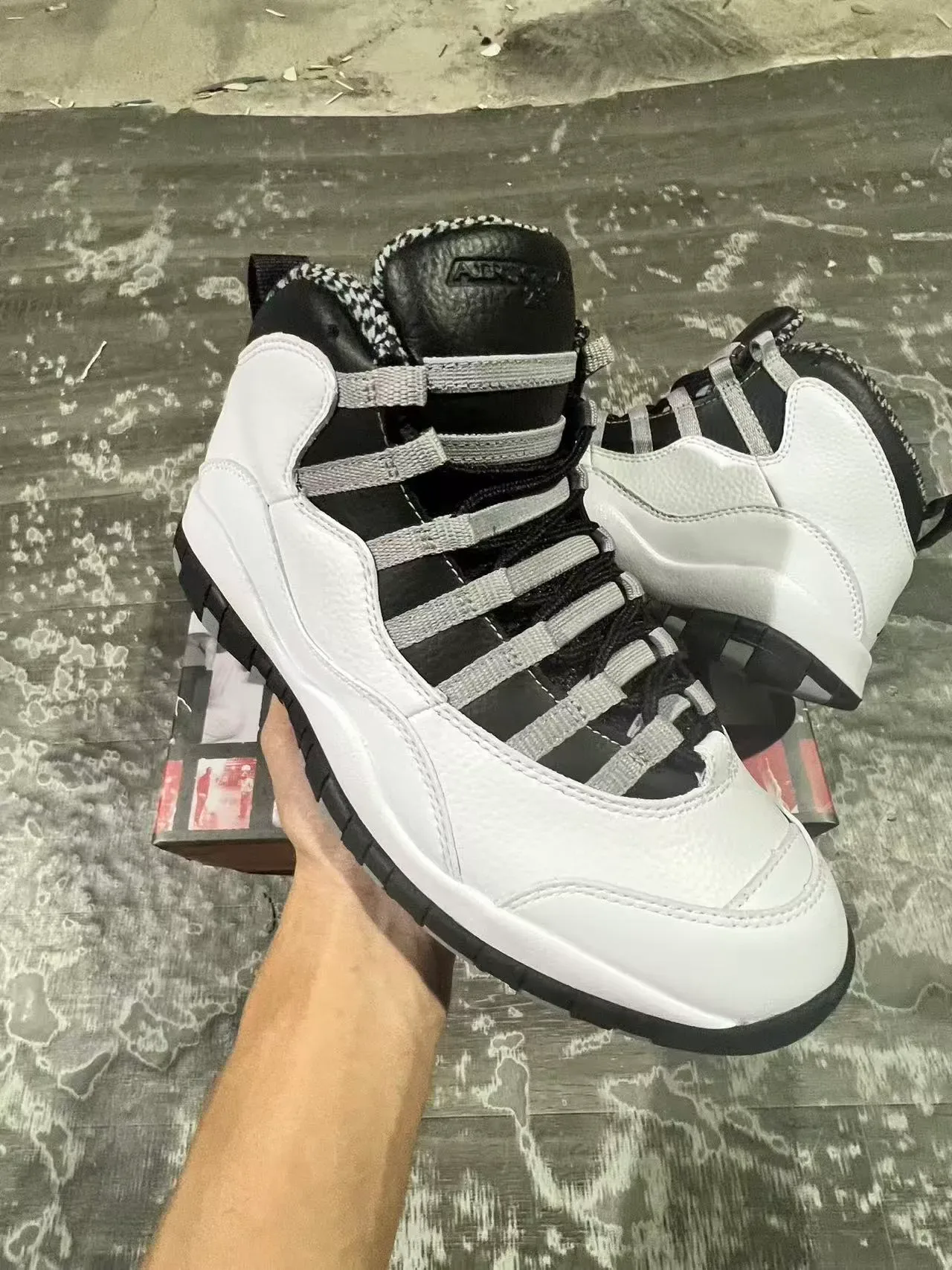 Air Jordan 10 Blanc Noir Gris Chaussures de basket 2