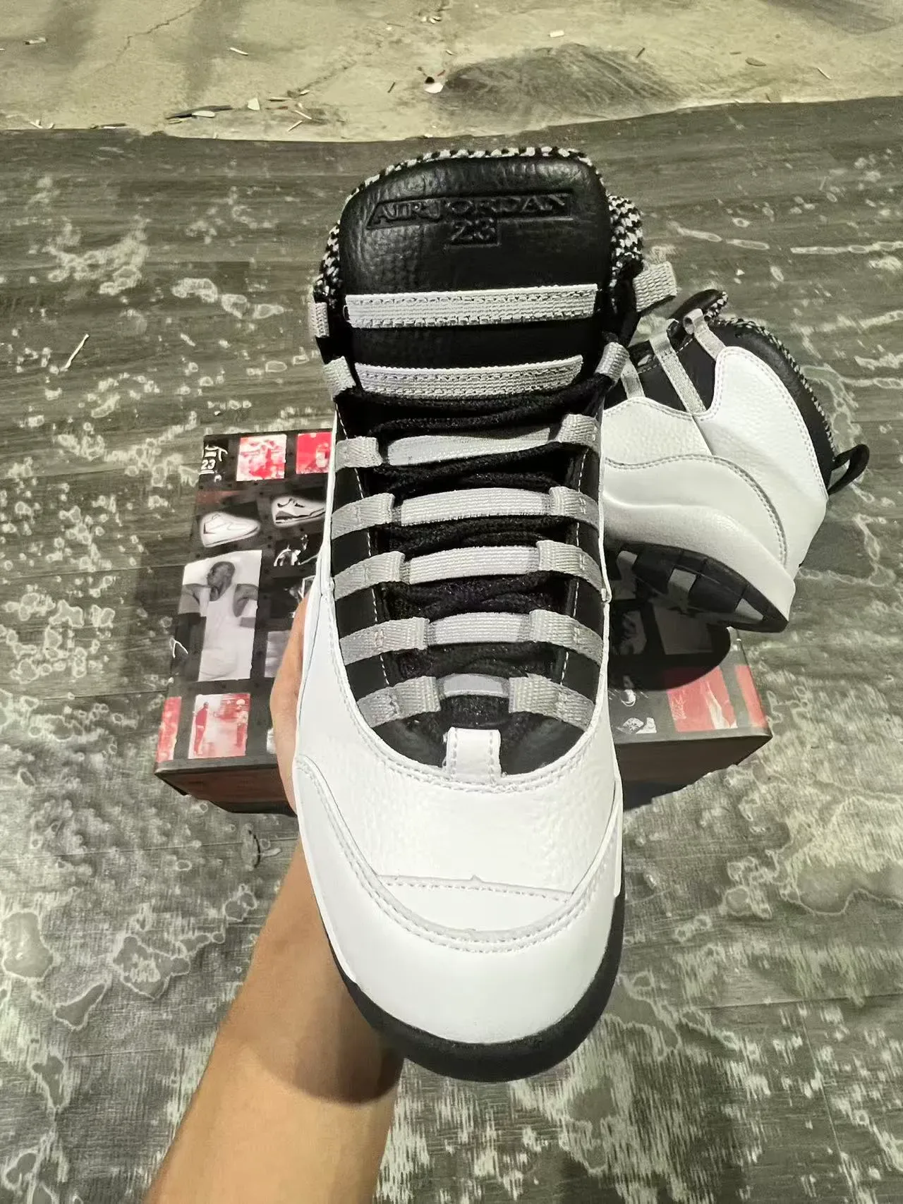 Air Jordan 10 Blanc Noir Gris Chaussures de basket 3
