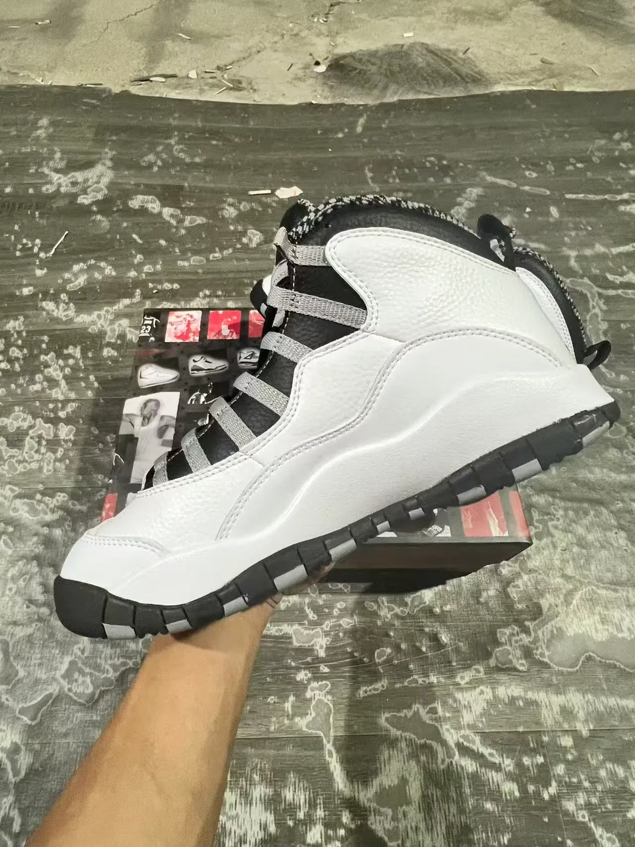 Air Jordan 10 Blanc Noir Gris Chaussures de basket 5