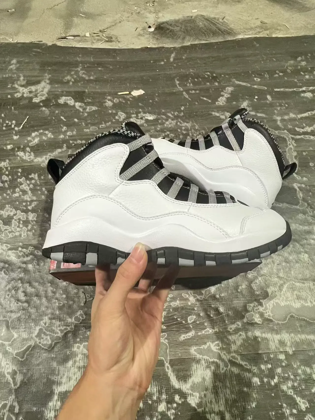Air Jordan 10 Blanc Noir Gris Chaussures de basket 7