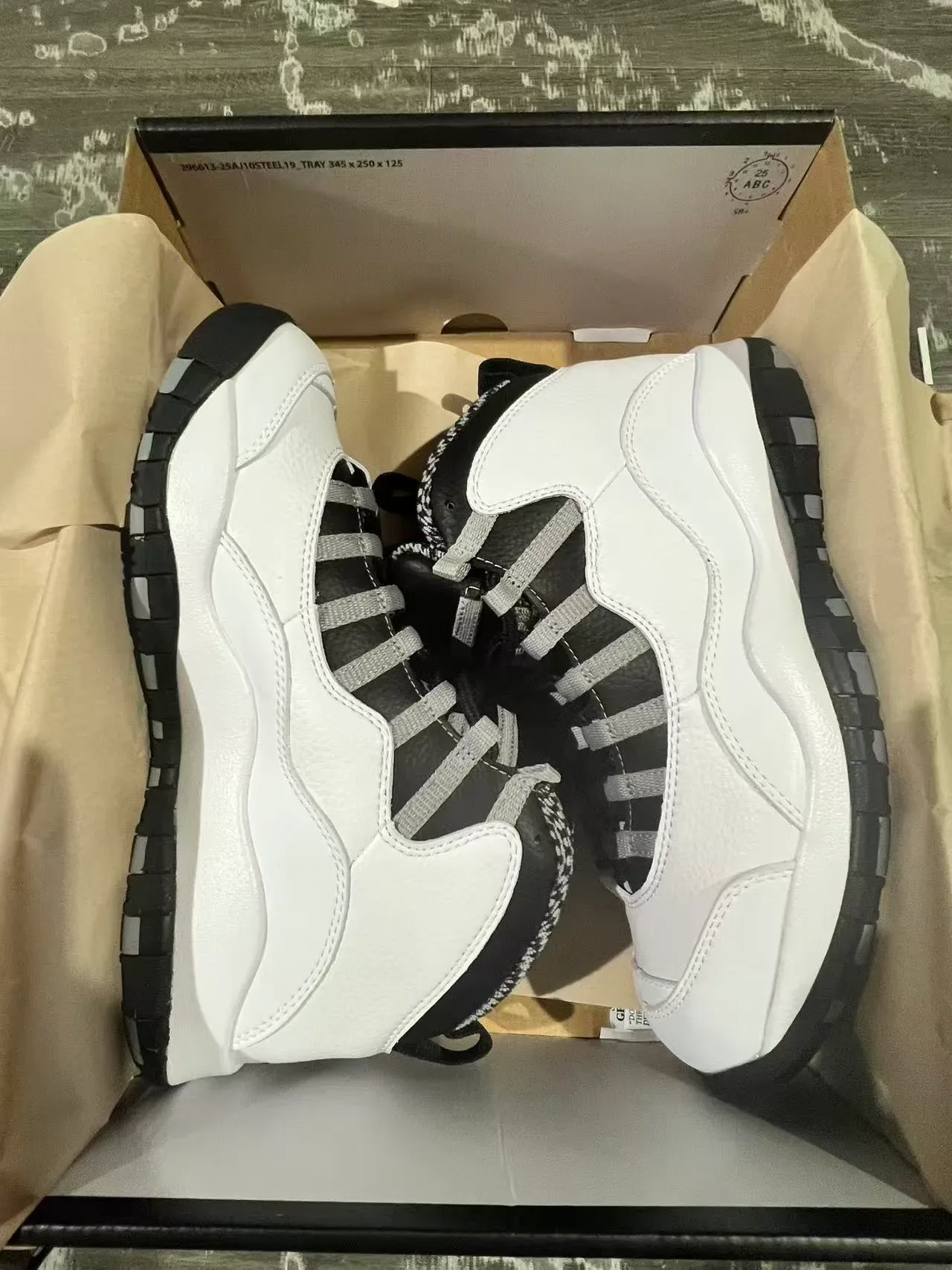 Air Jordan 10 Blanc Noir Gris Chaussures de basket 9