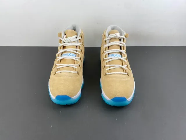 Air Jordan 11 Beige Blue Suede High Top Chaussures de Basketball 12