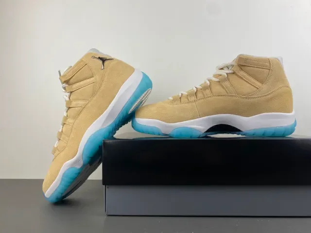 Air Jordan 11 Beige Blue Suede High Top Chaussures de Basketball 15