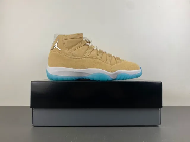 Air Jordan 11 Beige Blue Suede High Top Chaussures de Basketball 16