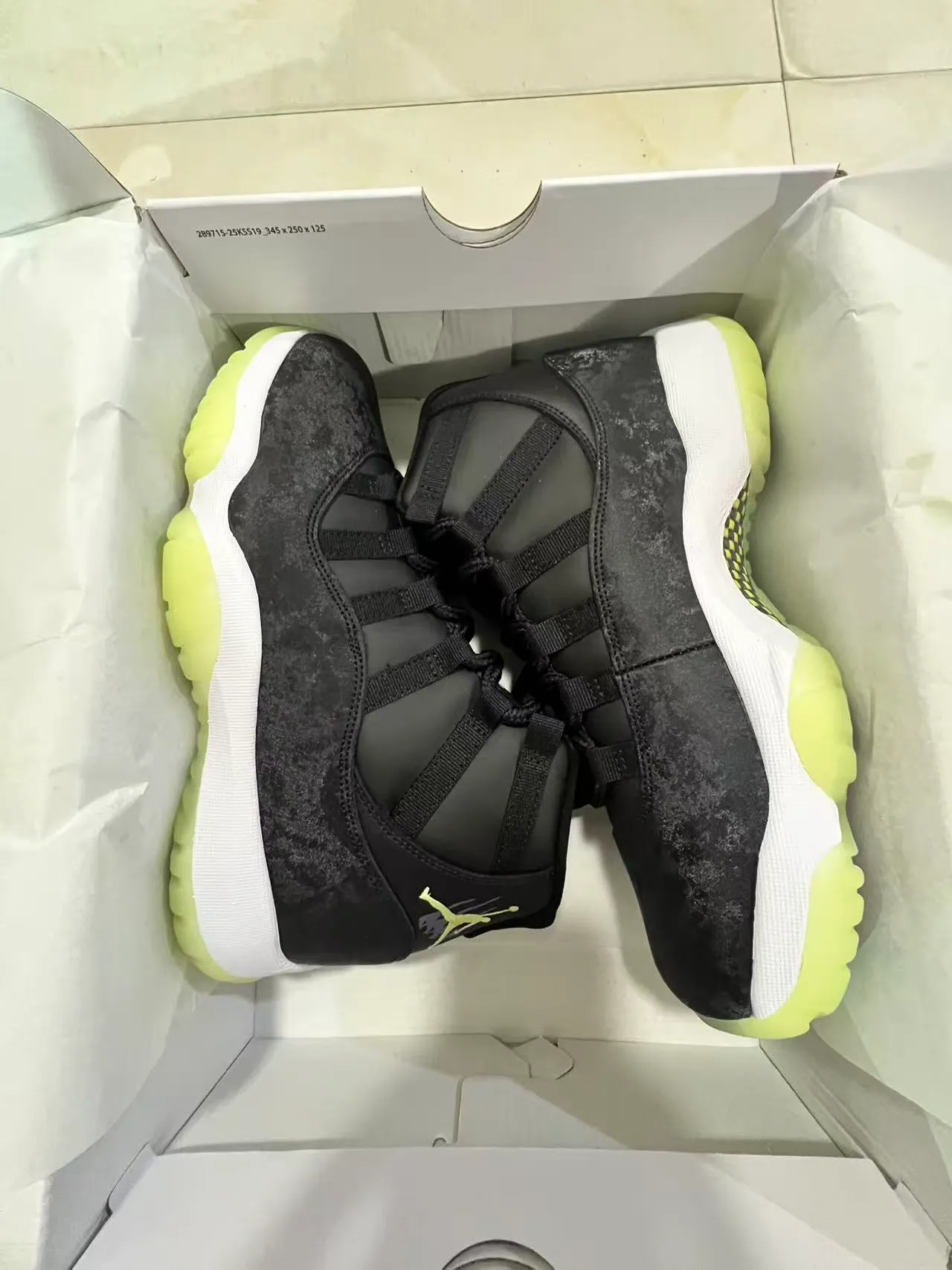 Air Jordan 11 Black Yellow High-Top Marbled Upper Basketball Shoes 9
