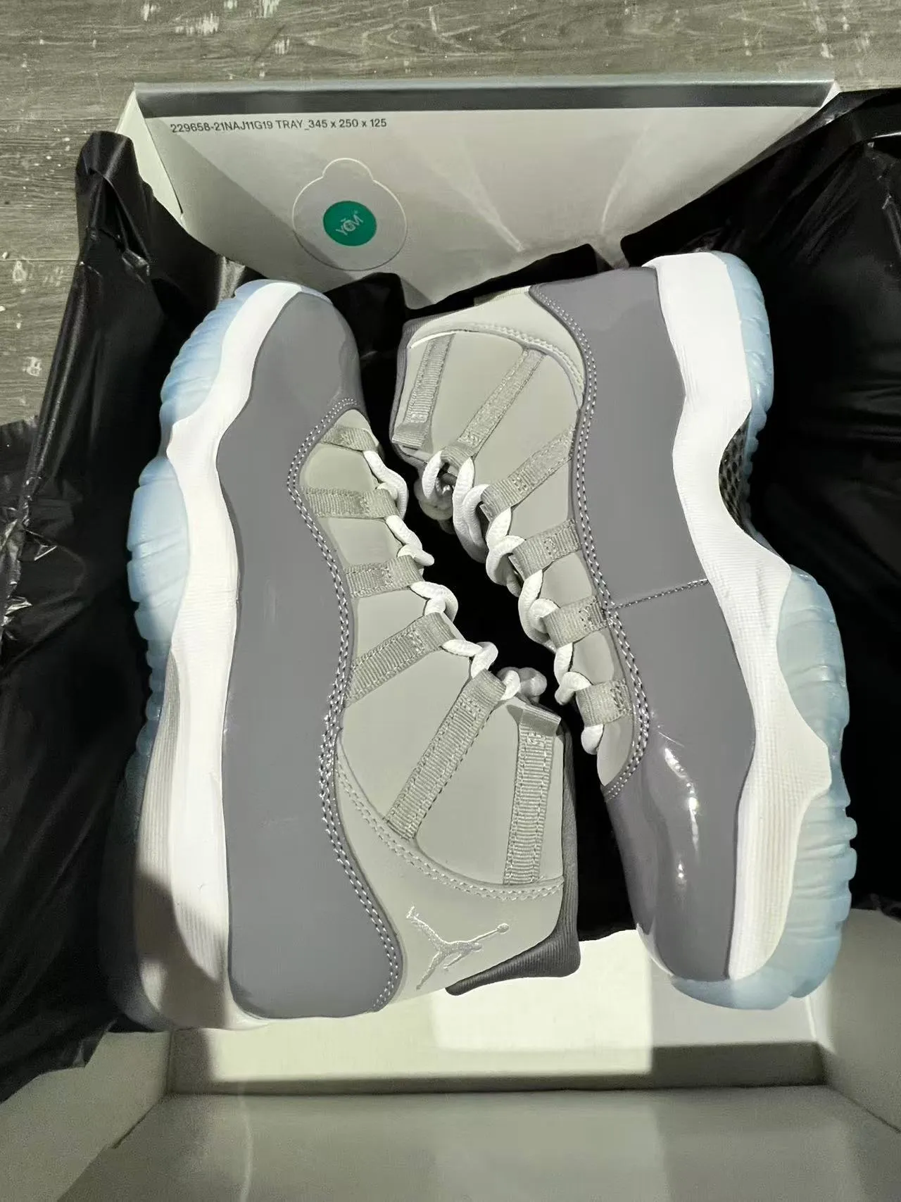 Air Jordan 11 Gray White High-Top Patent Leather Accents Basketball Shoes 9