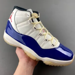 Air Jordan 11 Royal Blue and White Patent Leather Basketball Shoes