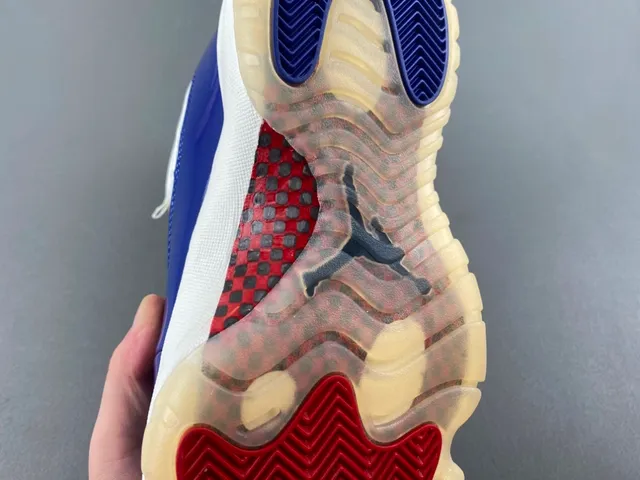 Air Jordan 11 Royal Blue and White Patent Leather Basketball Shoes 9