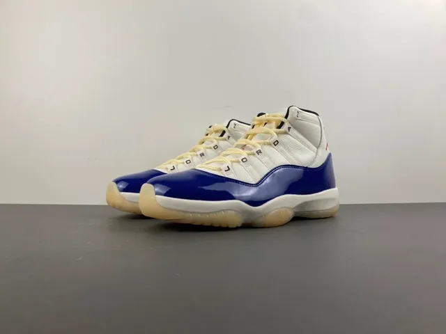 Air Jordan 11 Royal Blue and White Patent Leather Basketball Shoes 11